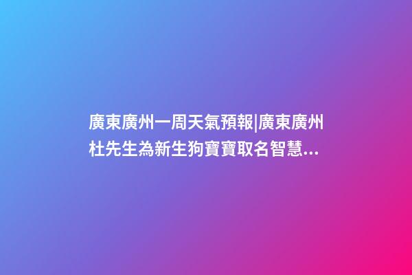 廣東廣州一周天氣預報|廣東廣州杜先生為新生狗寶寶取名智慧型套餐-第1張-公司起名-玄機派